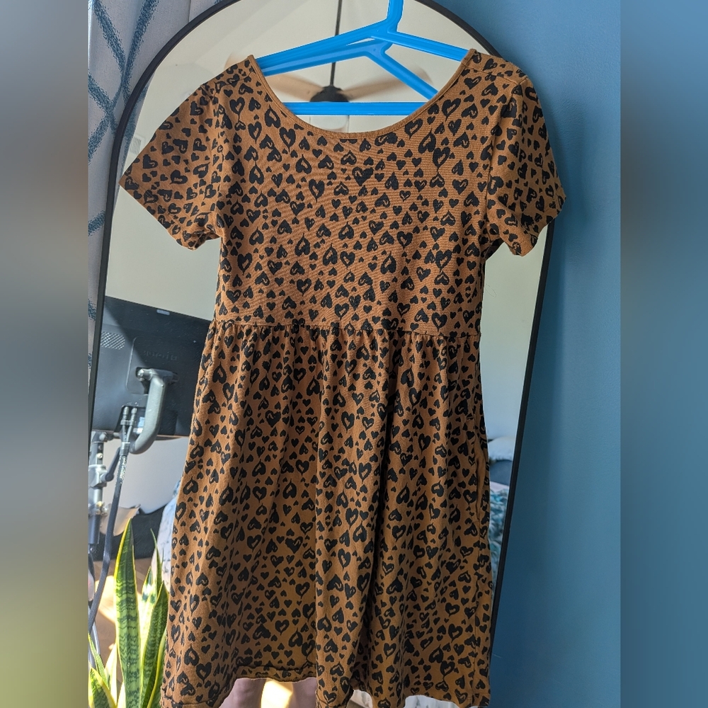 Old Navy Animal Print Dress with Black Heart Print